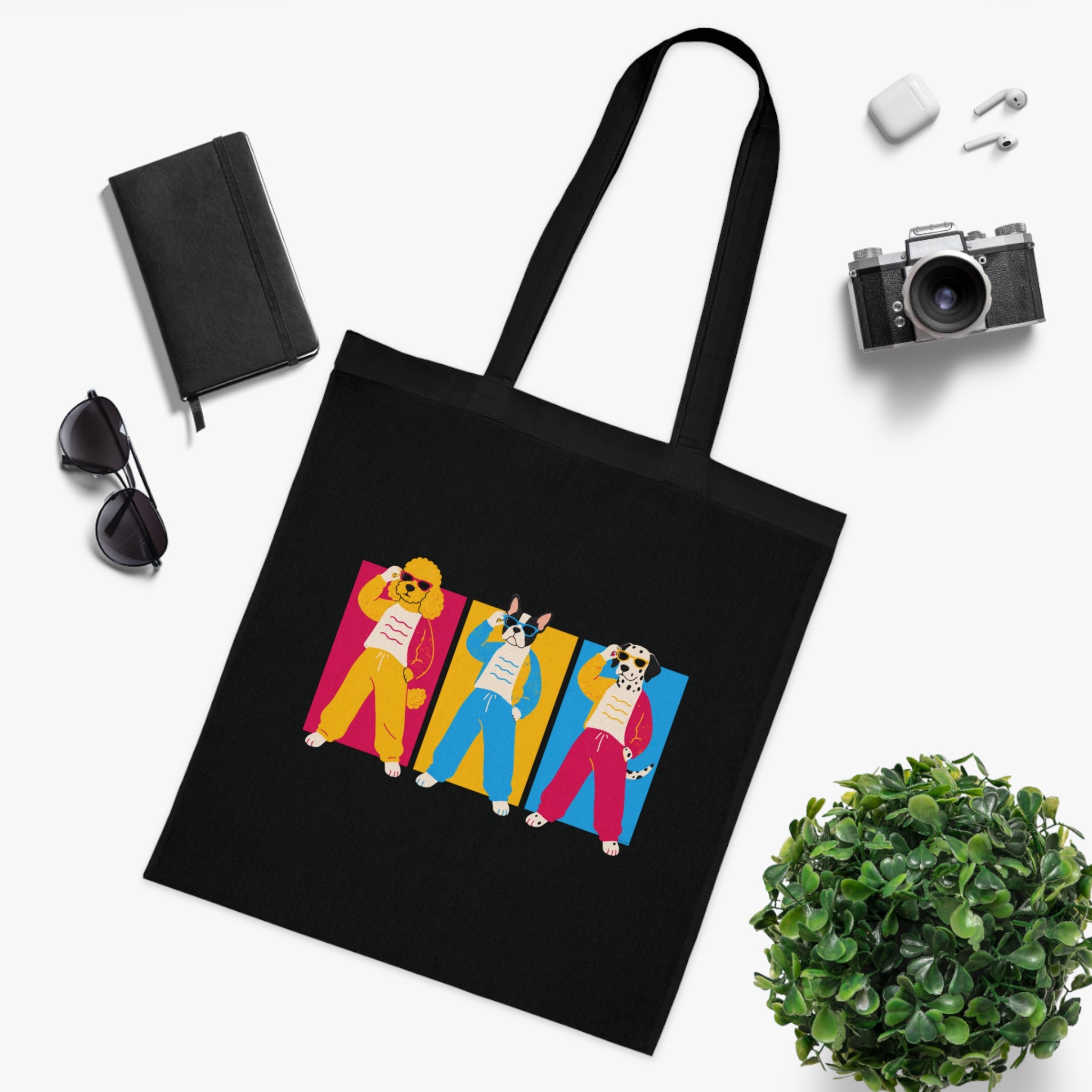 The Groomers Spotlight Tote Bag — Colourful Trio Graphic Beach & Market Tote