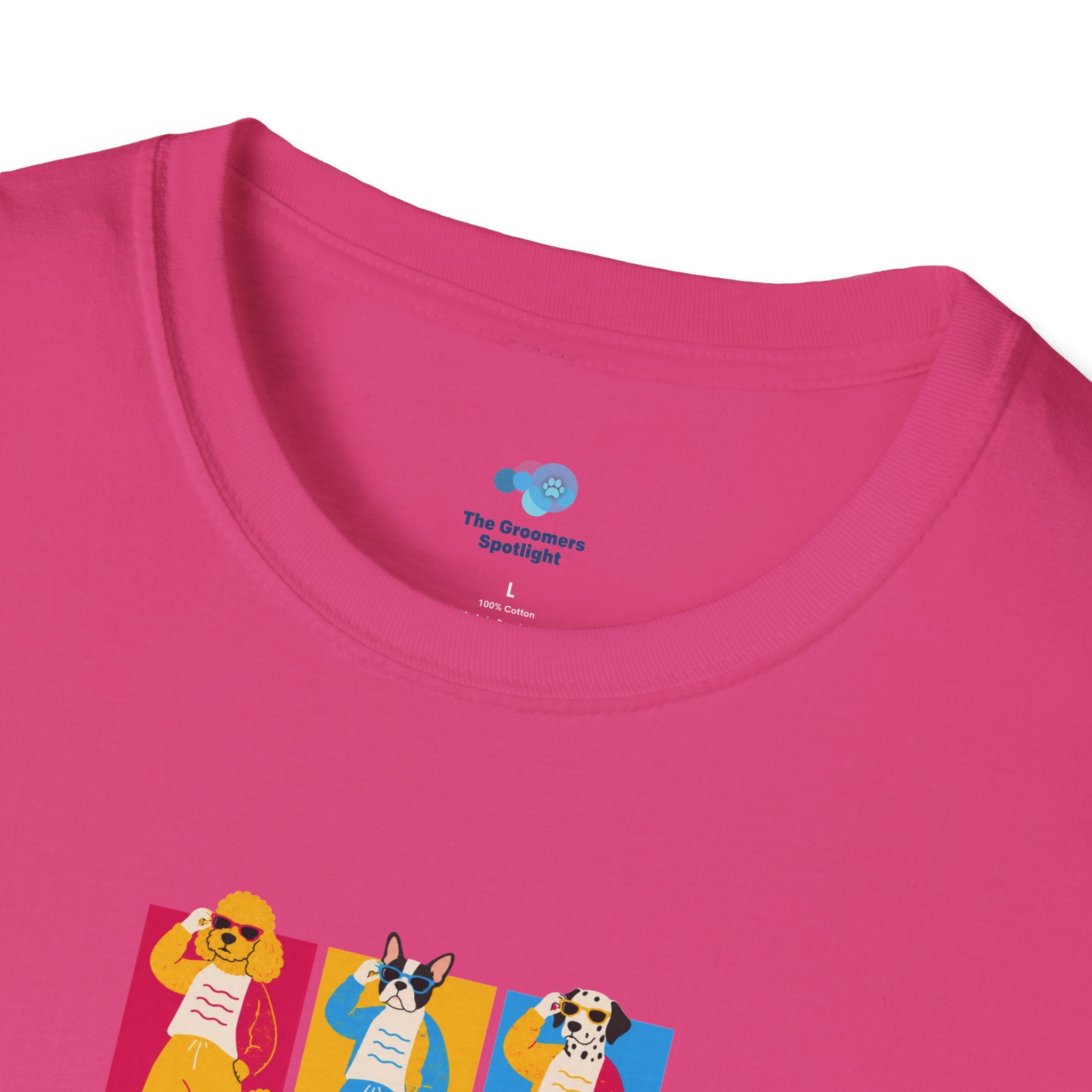 The Groomers Spotlight T-Shirt — Summertime Retro Canine Trio Tee