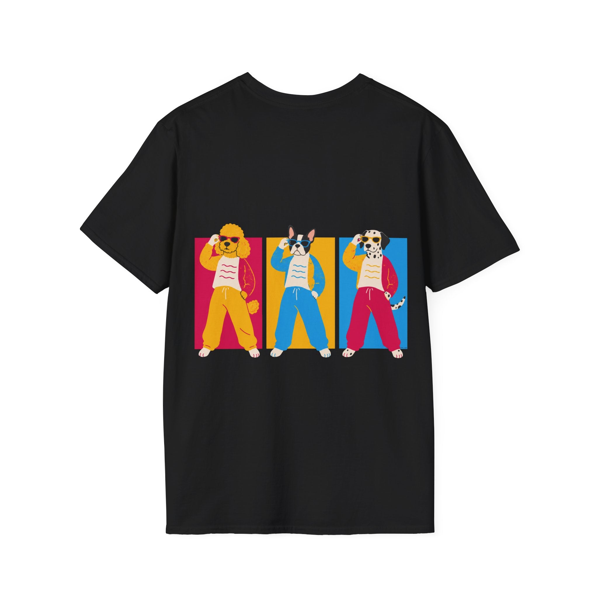 The Groomers Spotlight T-Shirt — Summertime Retro Canine Trio Tee