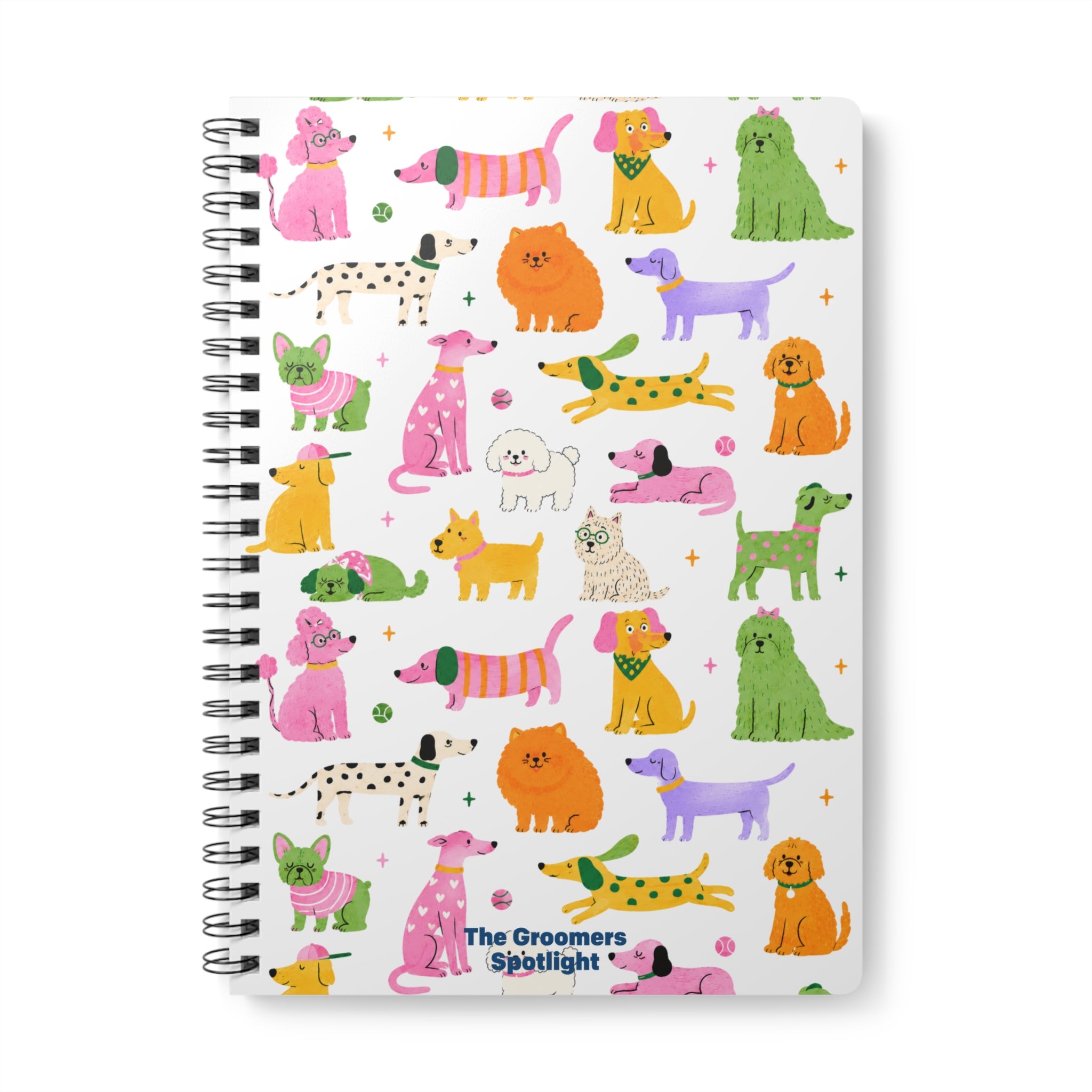 The Groomers Spotlight A5 Notebook — Colourful Dogs Pattern