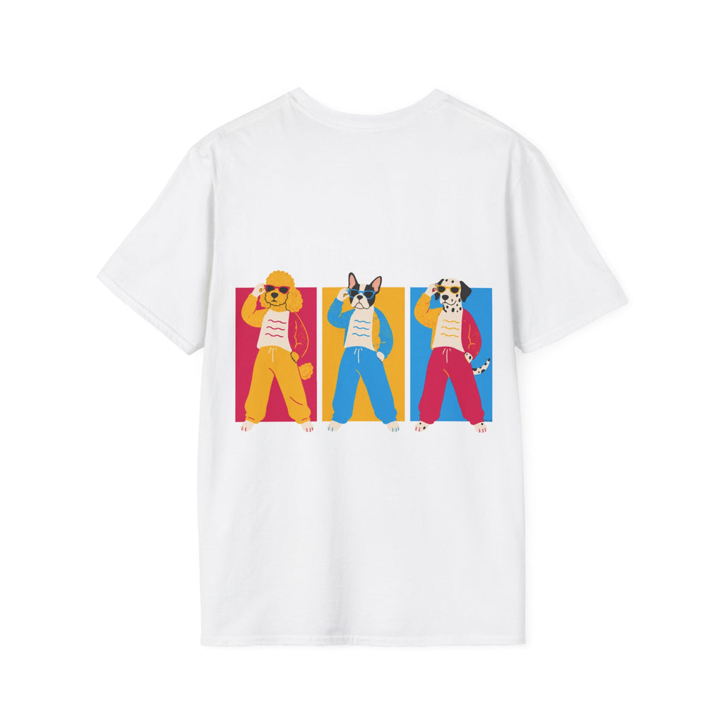 The Groomers Spotlight T-Shirt — Summertime Retro Canine Trio Tee