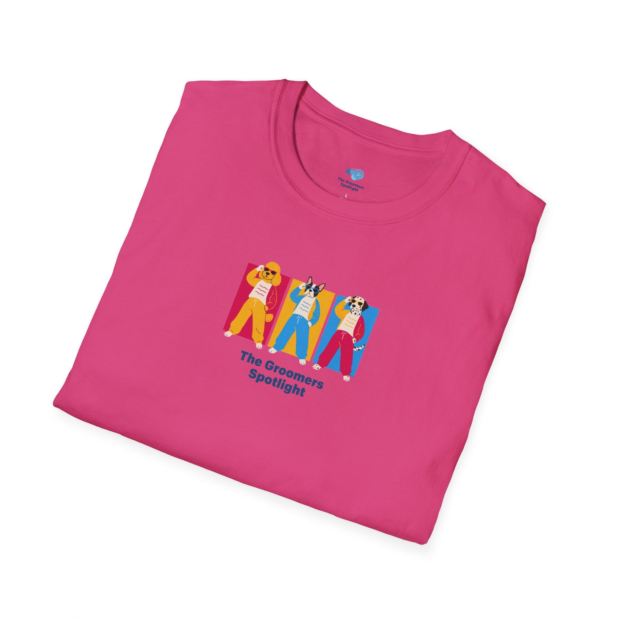 The Groomers Spotlight T-Shirt — Summertime Retro Canine Trio Tee