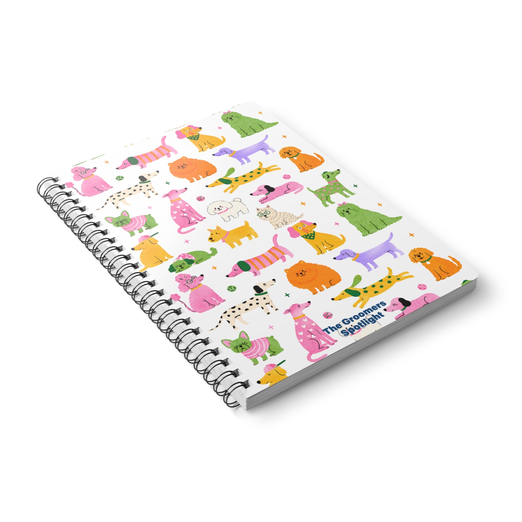 The Groomers Spotlight A5 Notebook — Colourful Dogs Pattern