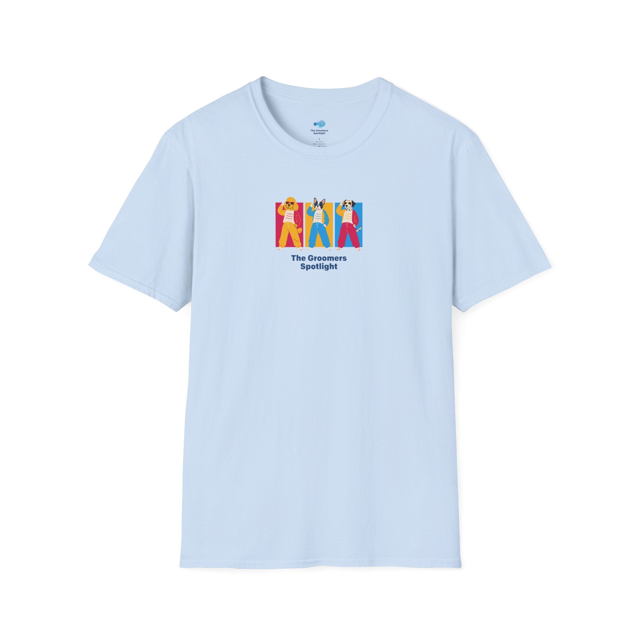 The Groomers Spotlight T-Shirt — Summertime Retro Canine Trio Tee