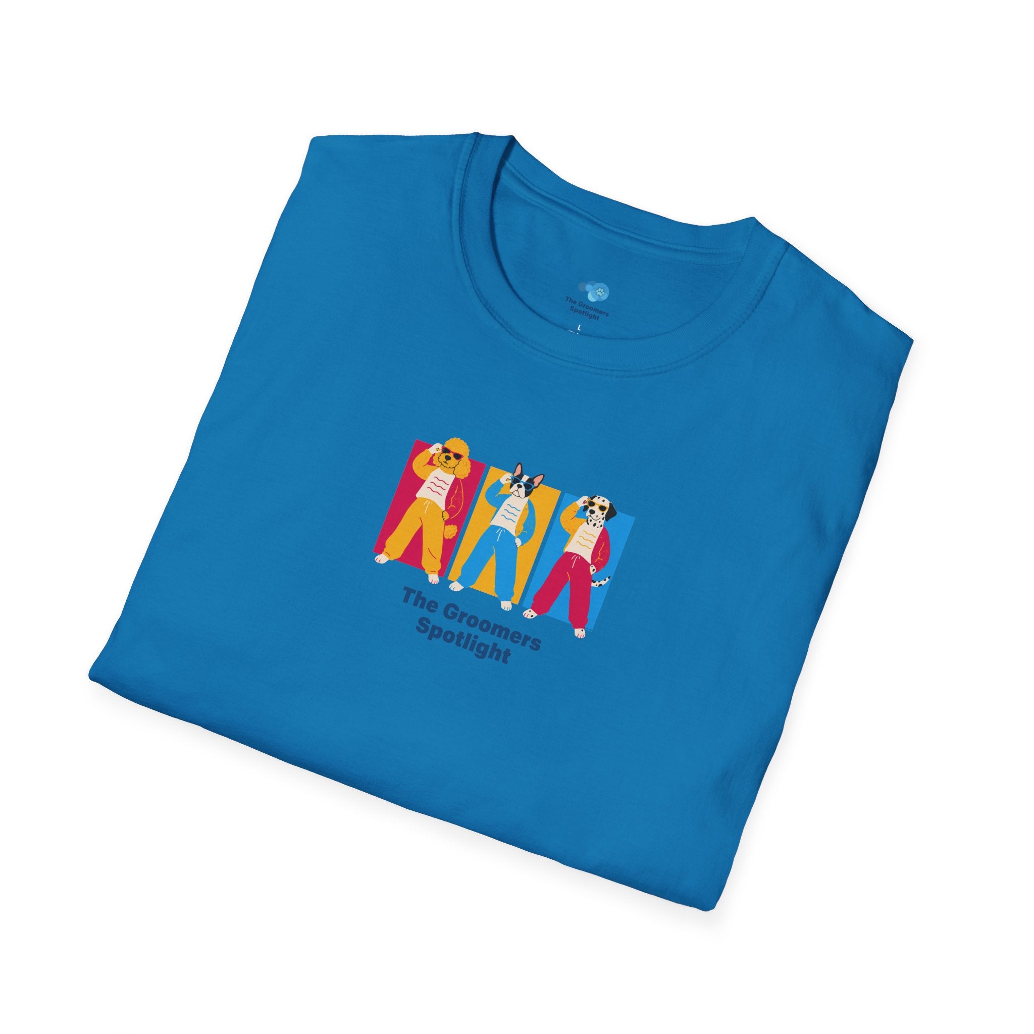 The Groomers Spotlight T-Shirt — Summertime Retro Canine Trio Tee